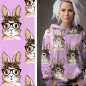 Preview: Hipster Leo Bunny - Eigenproduktion von Graustufen-Stoffe